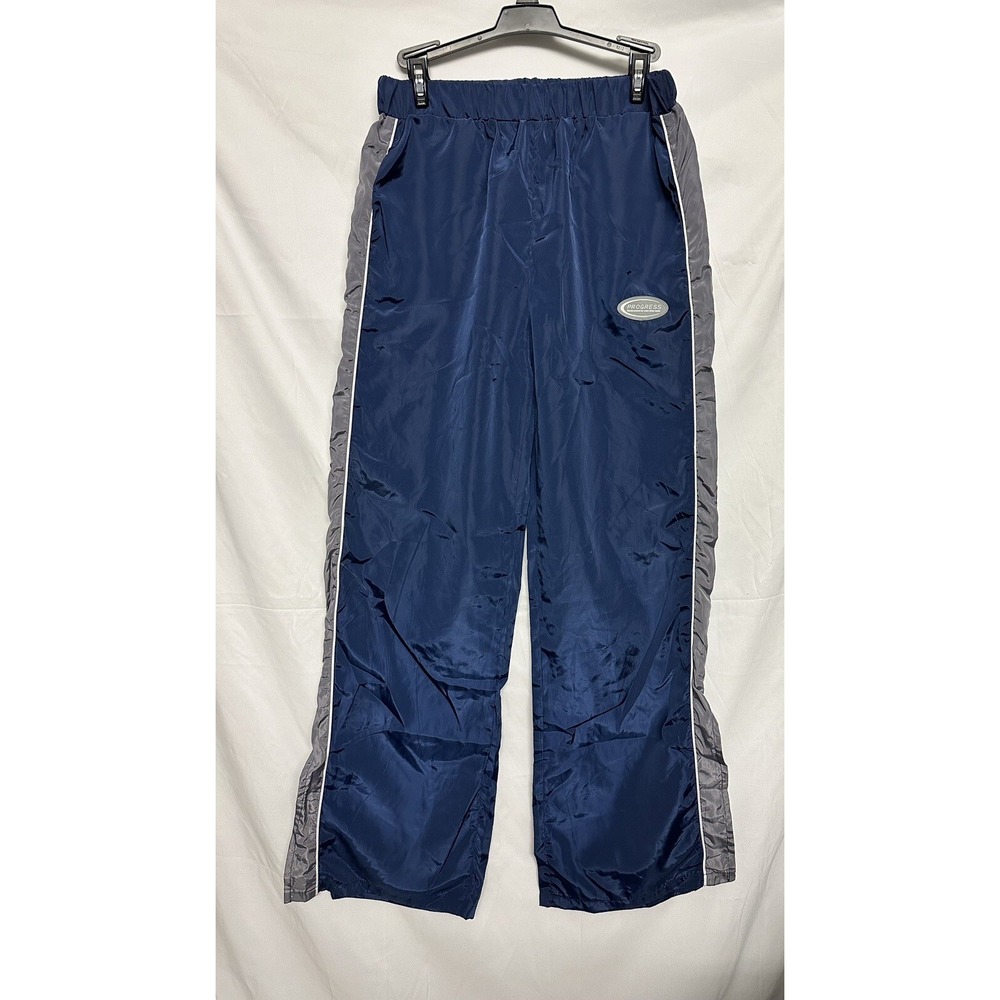 Shein Track Pants Womens Medium Navy Blue Elastic Waist Zip Pockets Slit Ankles